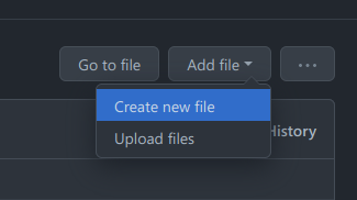 Create new file option in the drop down menu